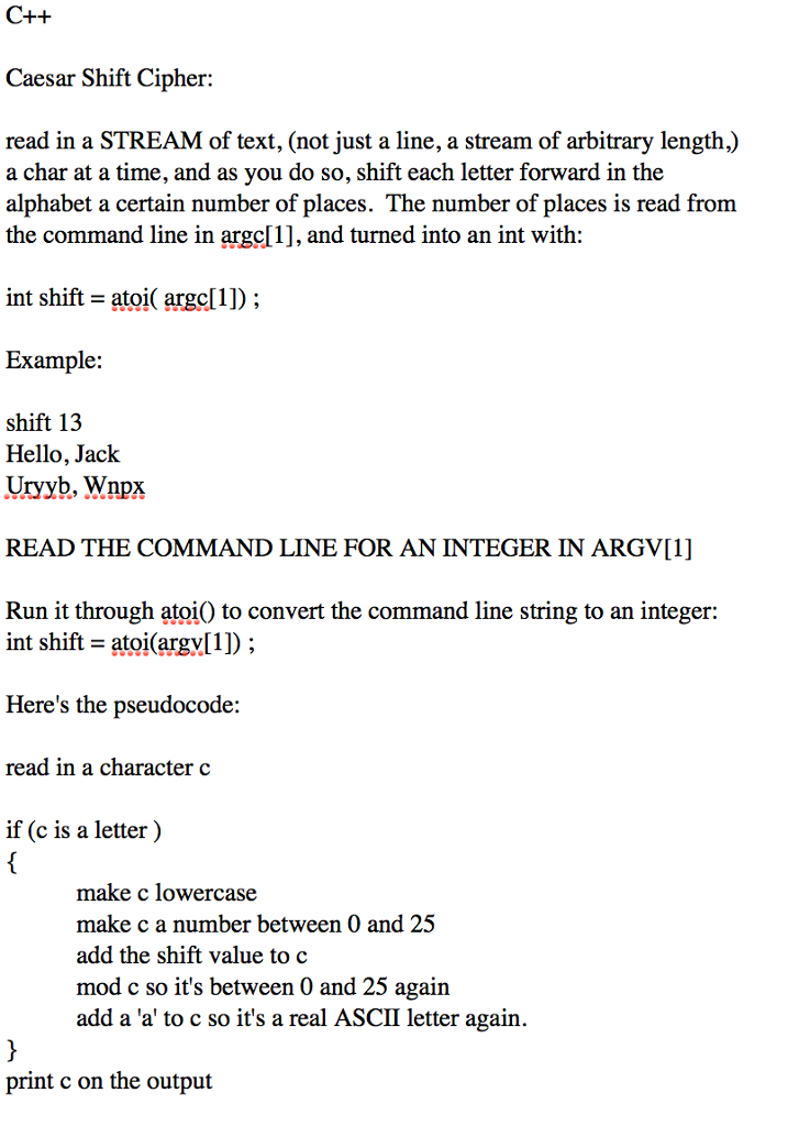C++ Caesar Shift Cipher: read in a STREAM of text, (not