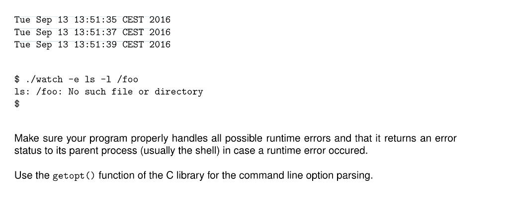 (e.g., every 2 seconds), showing the output on the standard output (terminal).