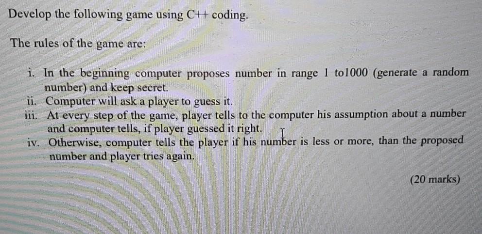  Develop the following game using CH coding. The rules of the
