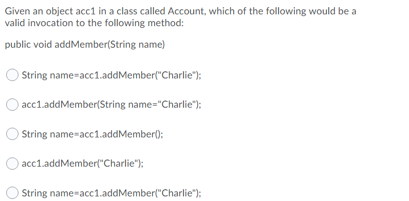 Given an object acc1 in a class called Account, which of