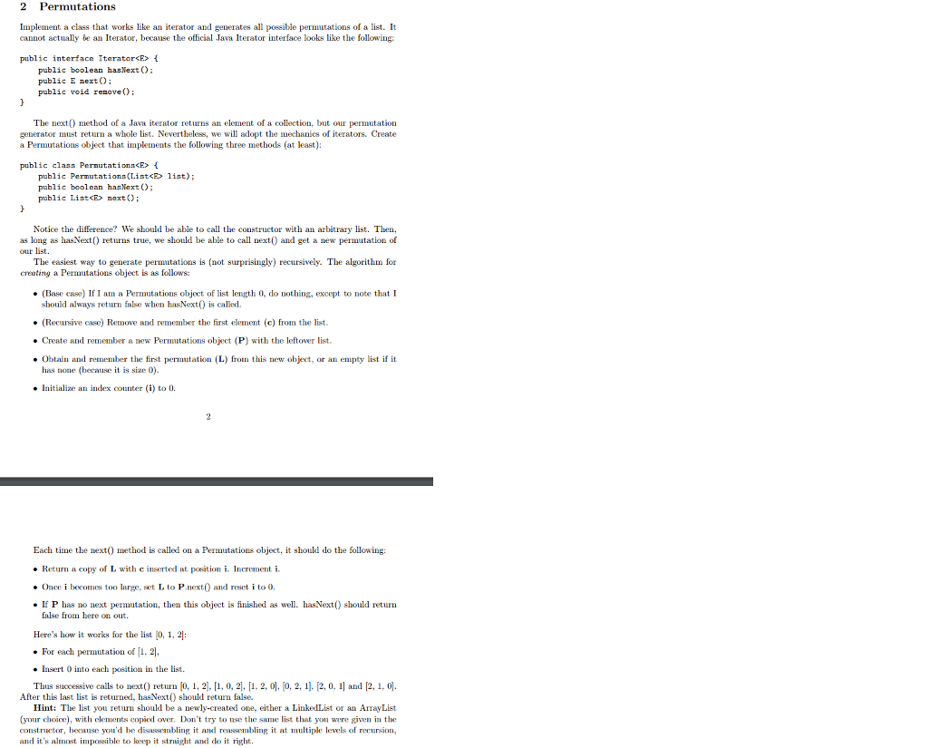  Implement a class that works like an Iterator and generates all