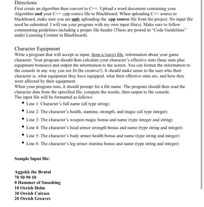 Please I need ASAP Directions First create an algorithm then convert to