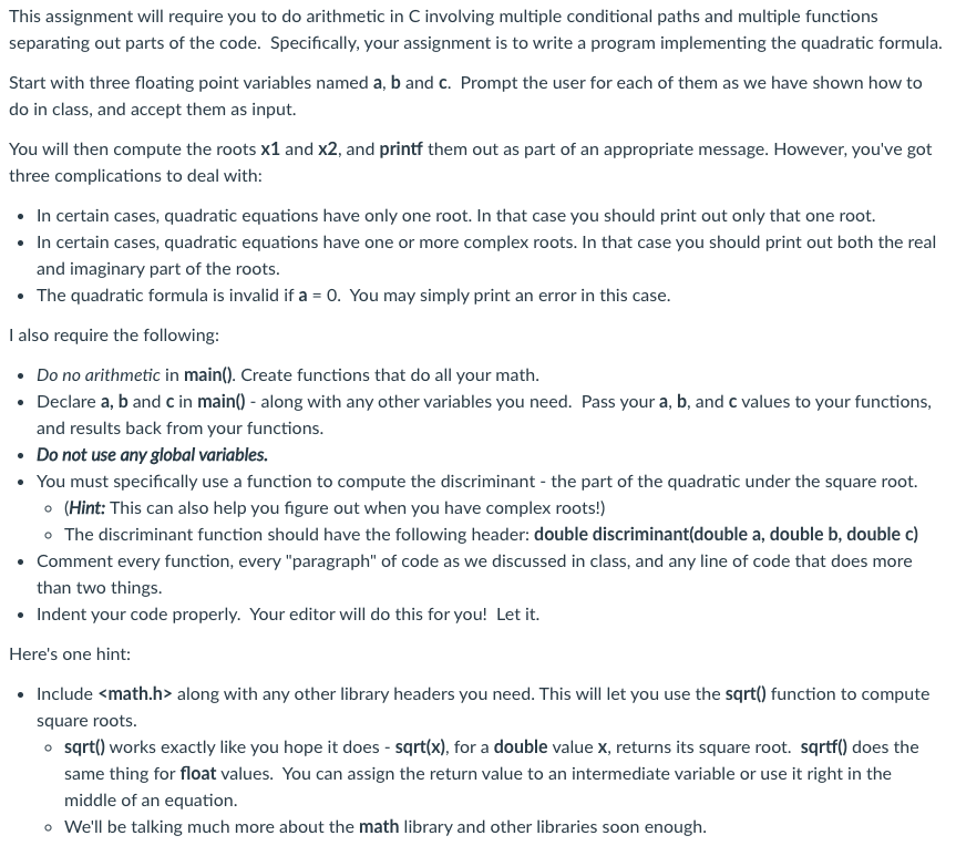  This assignment will require you to do arithmetic in C involving