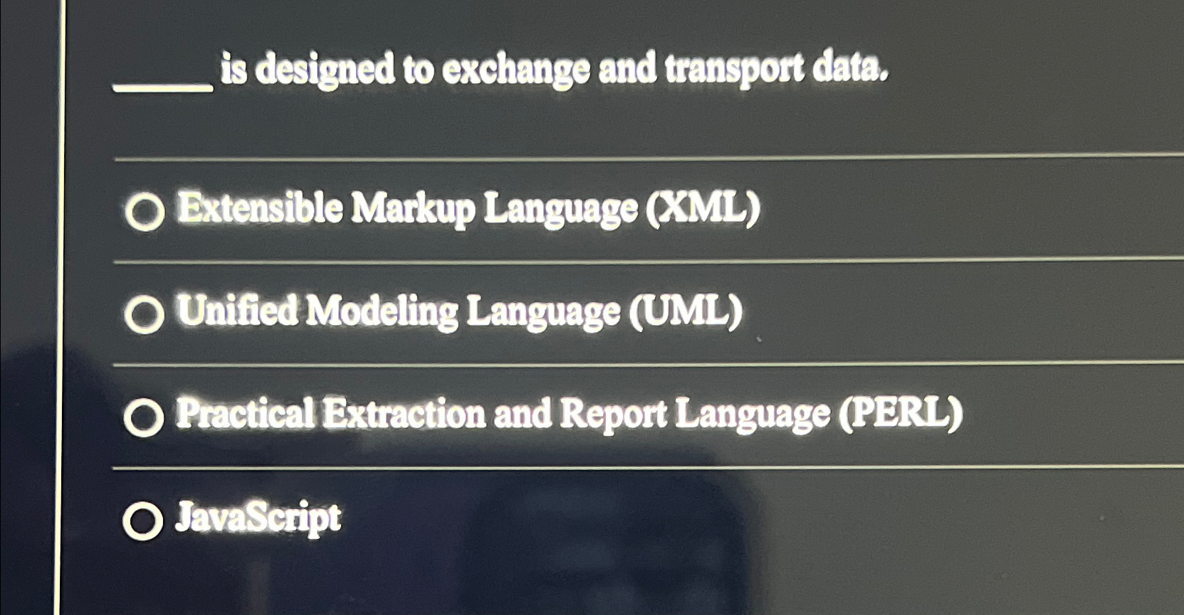  is designed to exchange and transpost data. Brtensible Markup Language (XML)