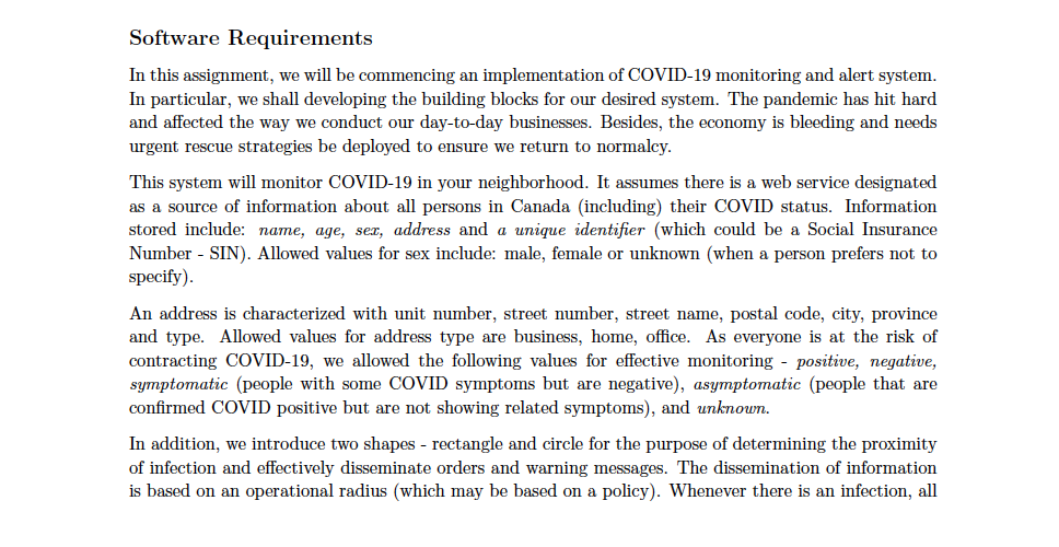 Software Requirements In this assignment, we will be commencing an implementation