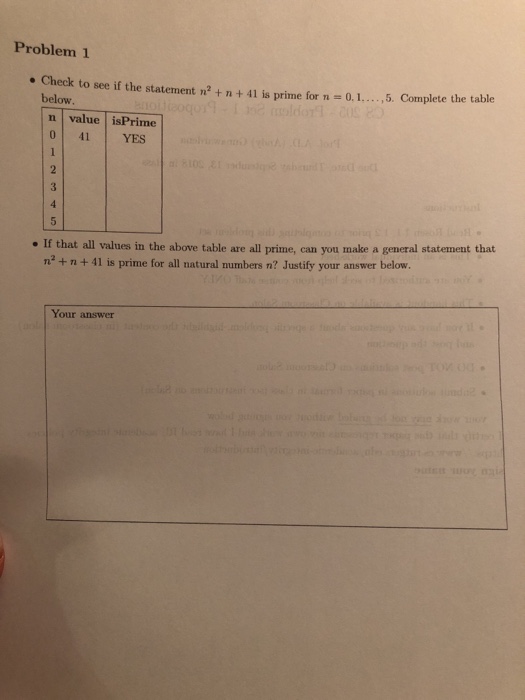  Problem 1 e Check to see if the statement n2 +
