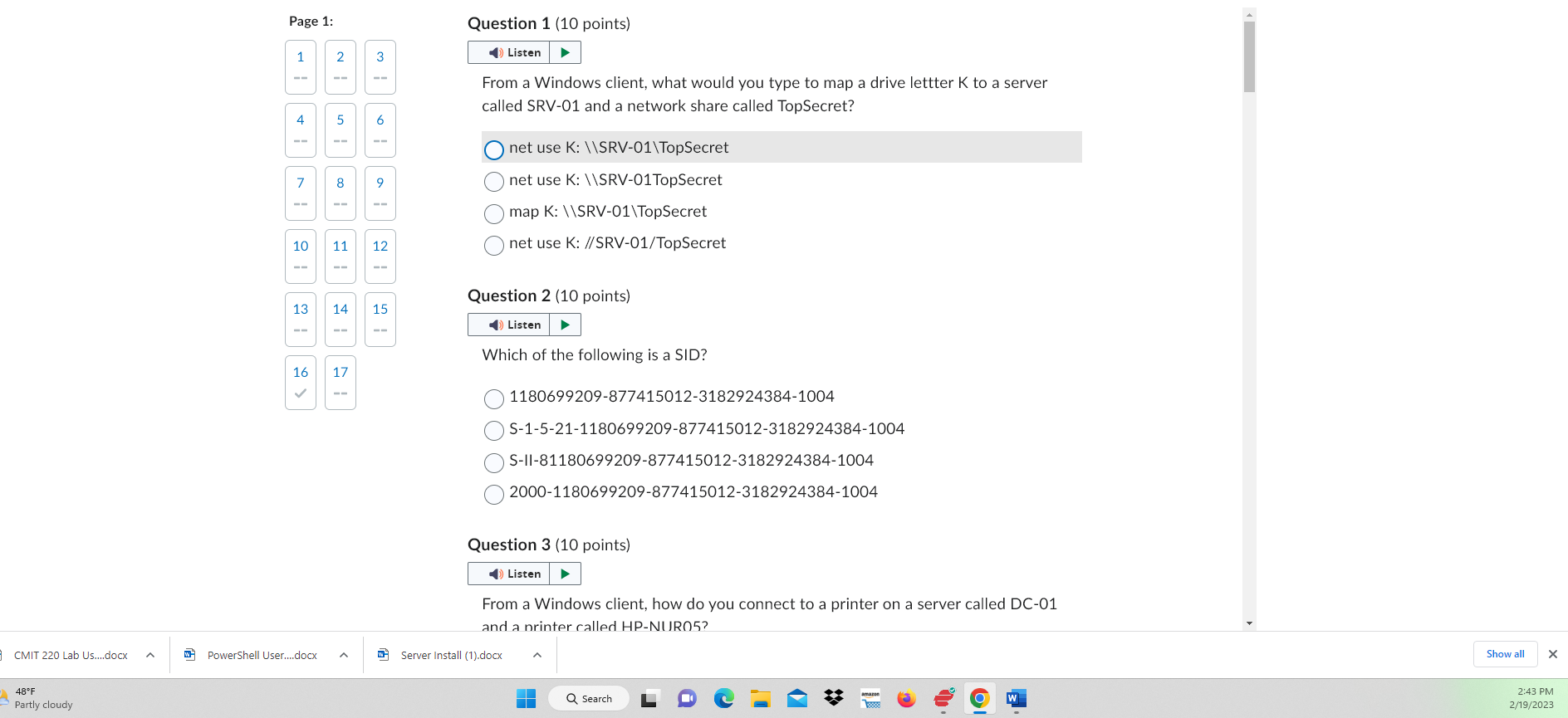  From a Windows client, what would you type to map a
