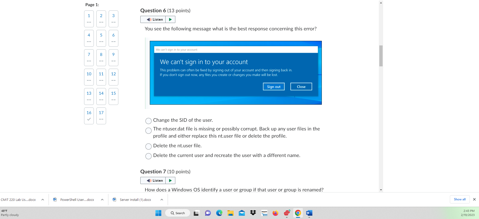 \\SRV01\ TopSecret net use K: //SRV-01/TopSecret Question 2 (10 points) Which of