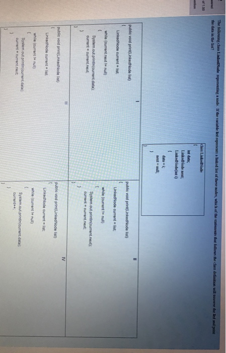  The following class LinkedNode representing a node. If the variable list