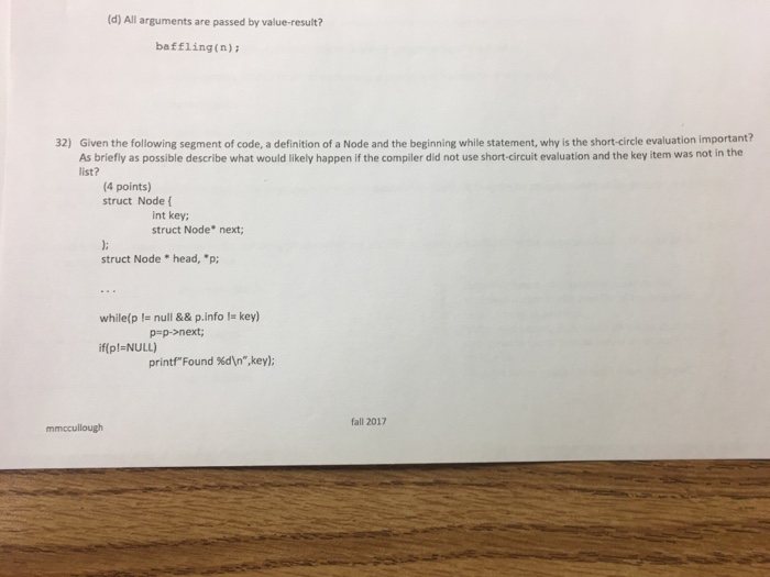  Computer science question number 32 (d) All arguments are passed by