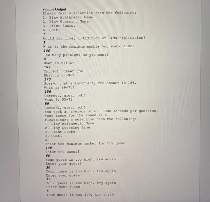 will allow him to practice his arithmetic skills. In particular, your program