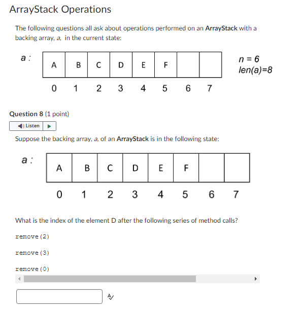 the number of elements currently in the array. Why? To ensure that