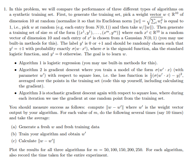 Hi, this problem relates to machine learning and is meant to use