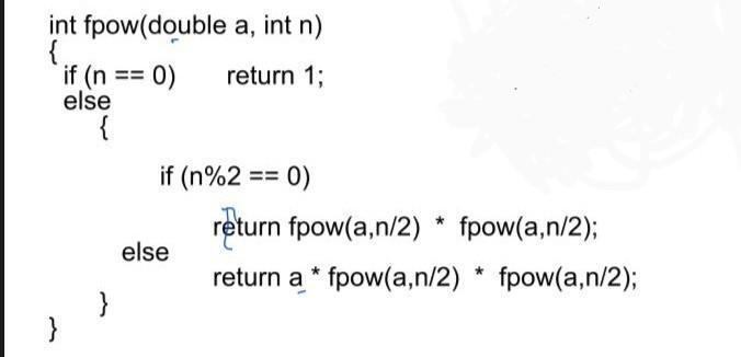 exponentiation and the number of times the function is called. Also print