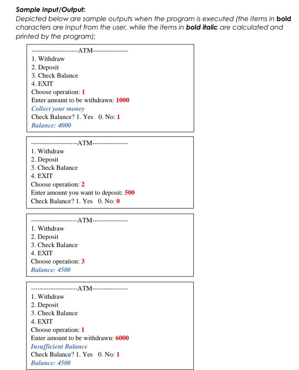 using user-defines methods that will perform the 3 major functionalities of an