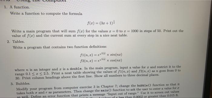 in basic c programming please solve question number one 1. A function.