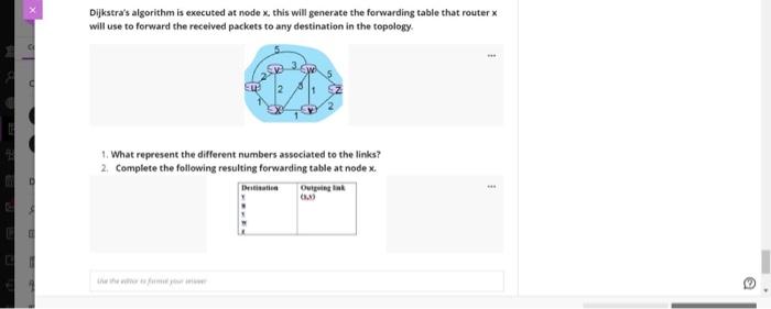 computer networking please answer the full question Dijkstra's algorithm is executed at