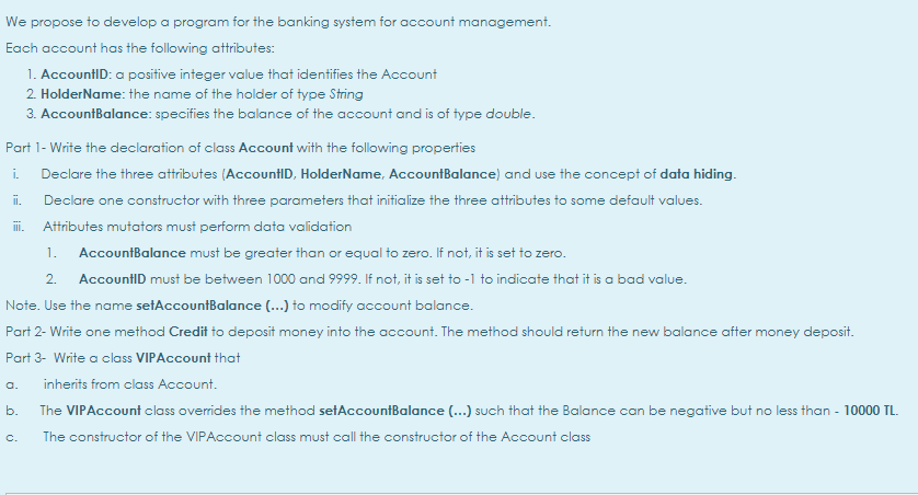  i. ii. We propose to develop a program for the banking