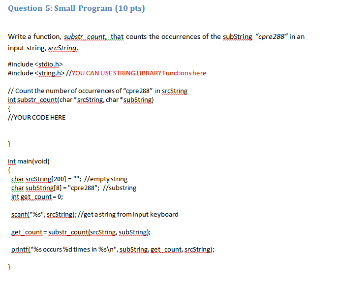 Write a function, substr_count, that counts the occurrences of the subString