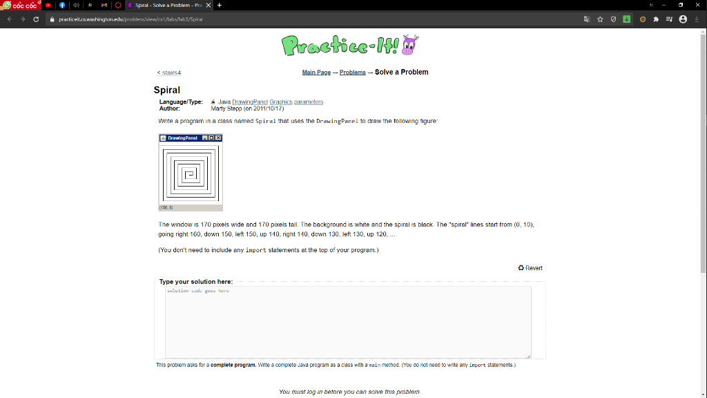 Write a program in a class named Spiral that uses the DrawingPanel