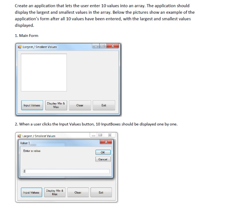  Create an application that lets the user enter 10 values into