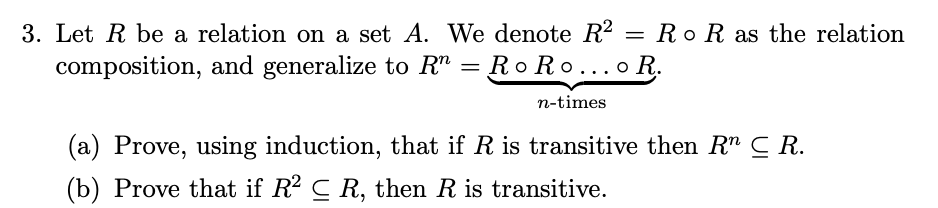 3. Let R be a relation on a set A. We