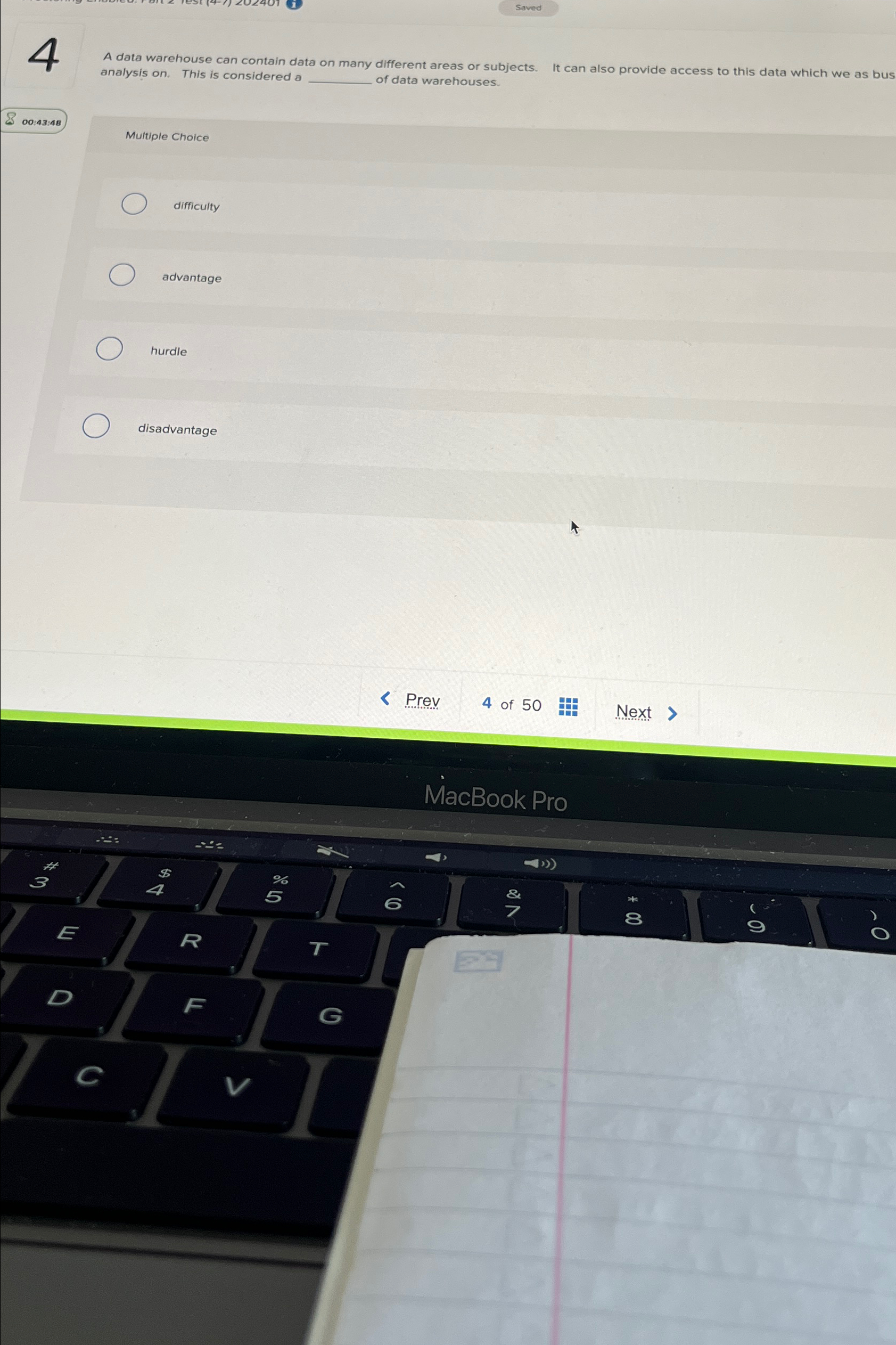  4 A data warehouse can contain data on many different areas