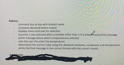 write a program that the user to select a chemical compound from