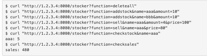 inventory argument: . function (required): addstock o name (required): Specify the name