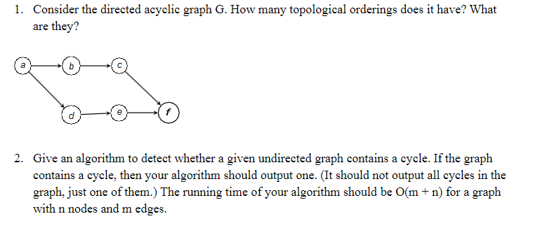  Consider the directed acyclic graph G. How many topological orderings does