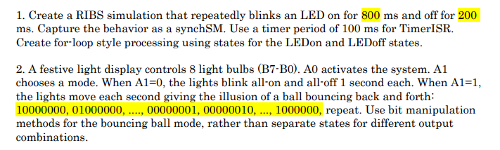 1. Create a RIBS simulation that repeatedly blinks an LED on