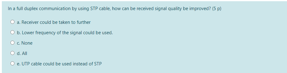  In a full duplex communication by using STP cable, how can