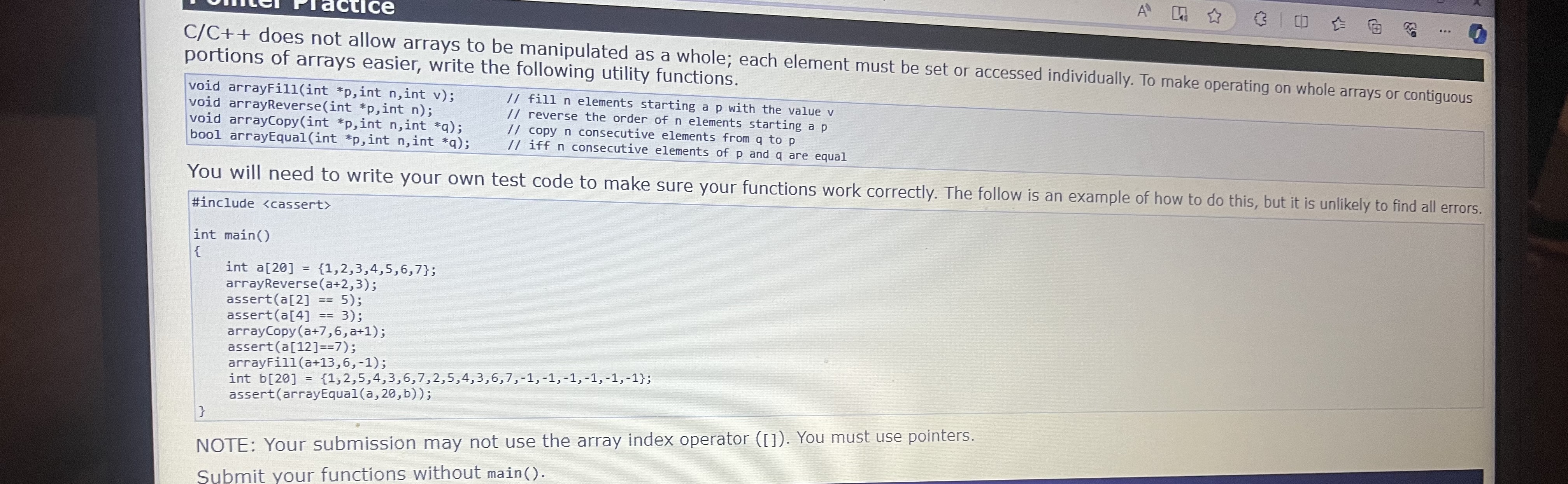  CC++ does not allow arrays to be manipulated as a whole;
