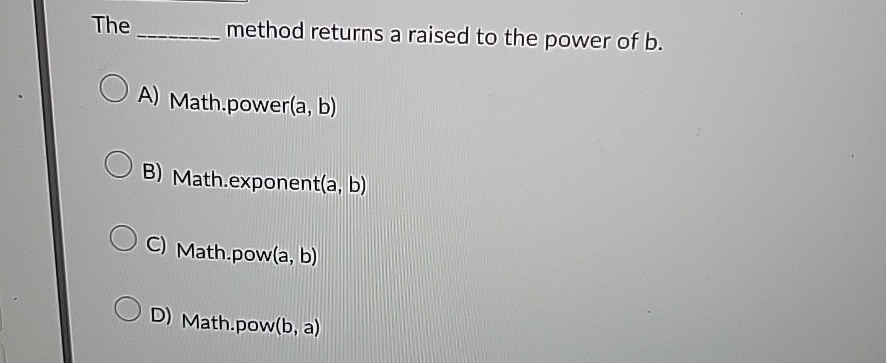  java script The method returns a raised to the power of