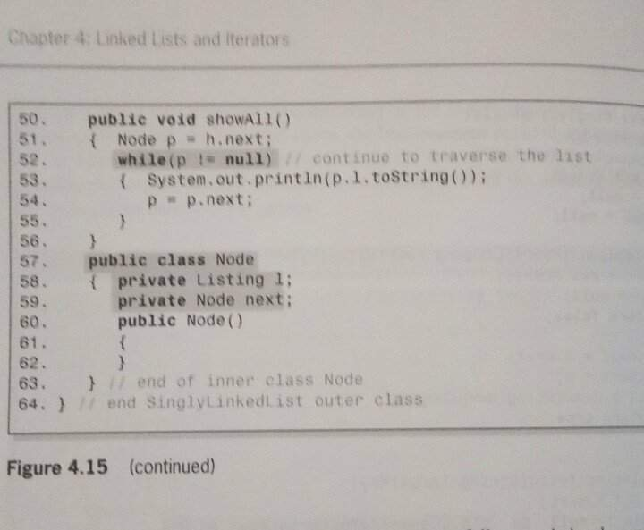 the SinglyLinkedList structure, and give the line number of the code presented