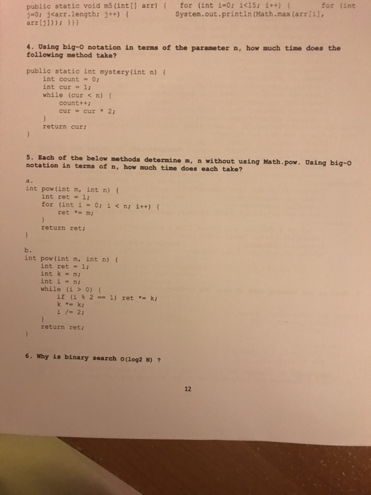  Using big-o notation in terms of the parameter n, how much