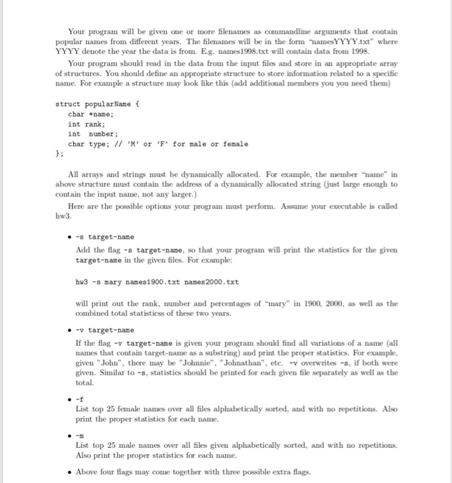 flags (command line arguments) important for me . In this assignment, you