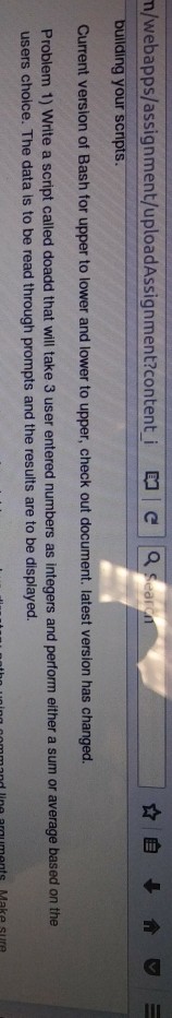  n/webapps/assignment/uploadAssignment?content i Q Sear bu . ilding your scripts Current version