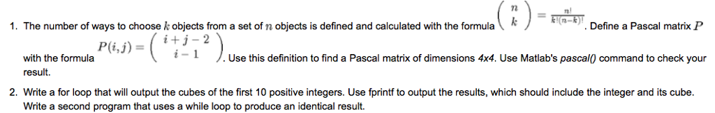 use MATLAB coding 72 ( k = ne a Pascal matrix P