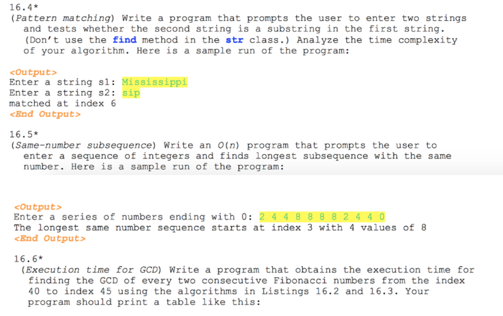 i listed the algorithms below that should be used in 16.10 Write