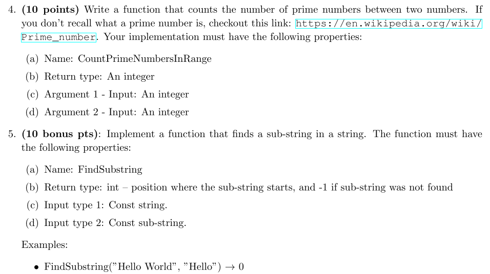  4. (10 points) Write a function that counts the number of