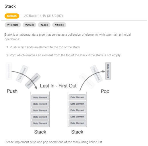  help me to write c code Stack Medium AC Ratio: 14.4%
