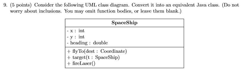 Java Consider the following UML class diagram. Convert it into an equivalent
