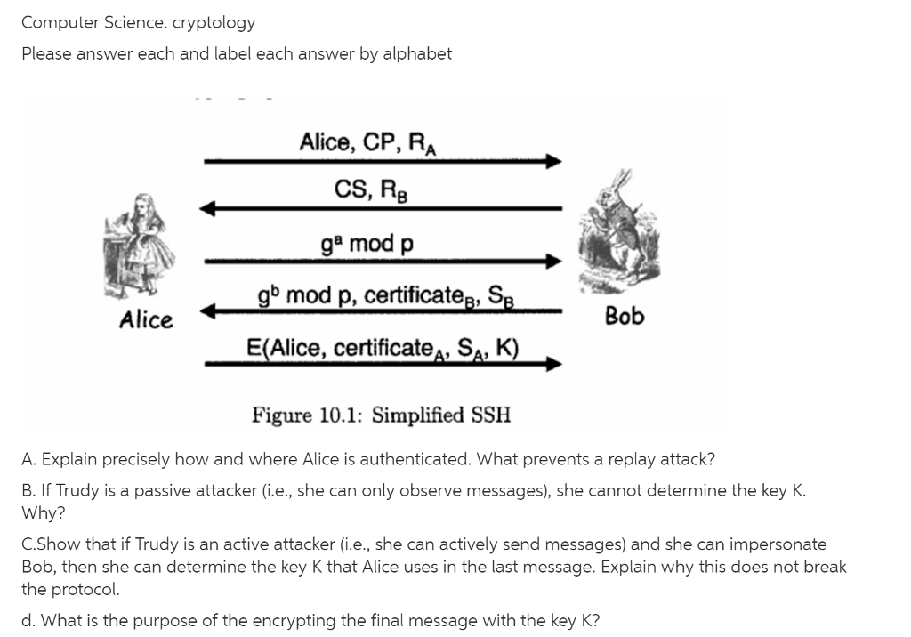 Computer Science. cryptology Please answer each and label each answer by
