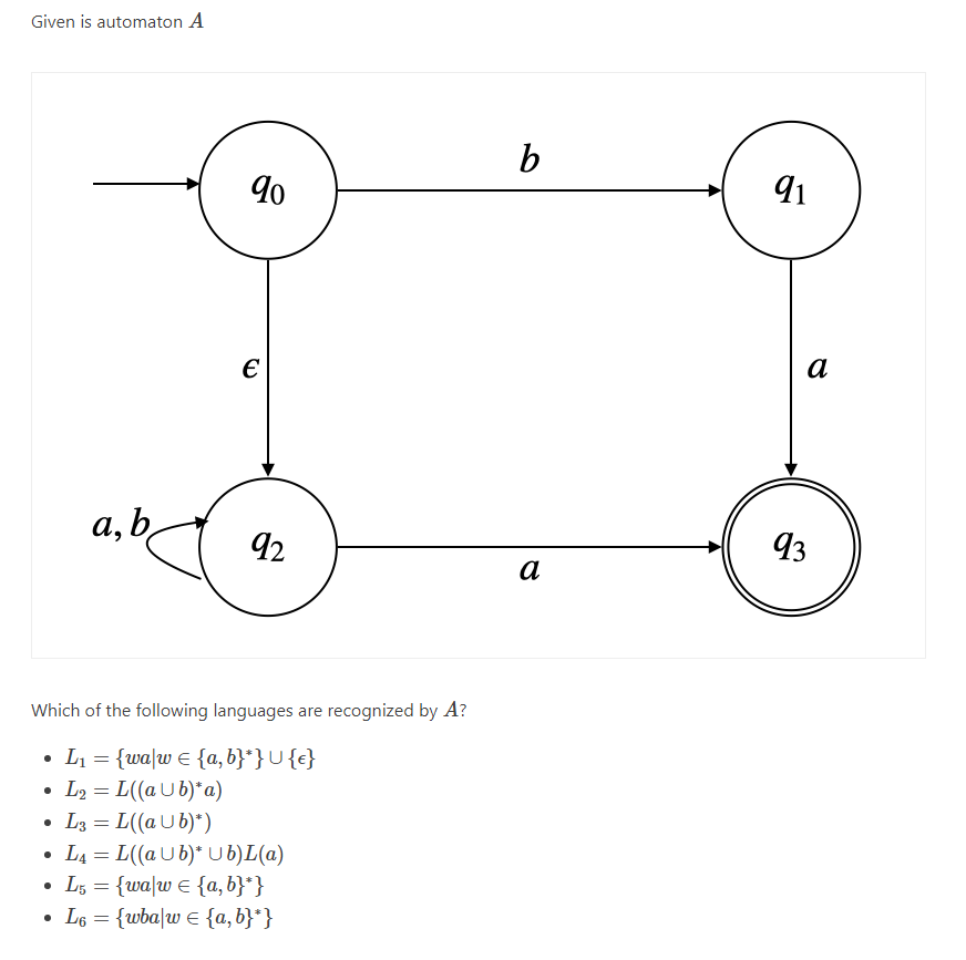 Given is automaton A b 90 91 E a a, b,