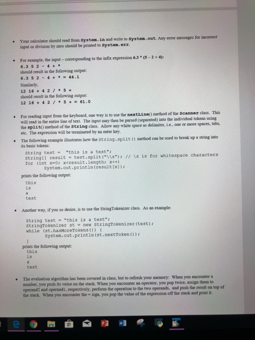and implement a calculator for postfix expressions. Y ouar interpreter should read