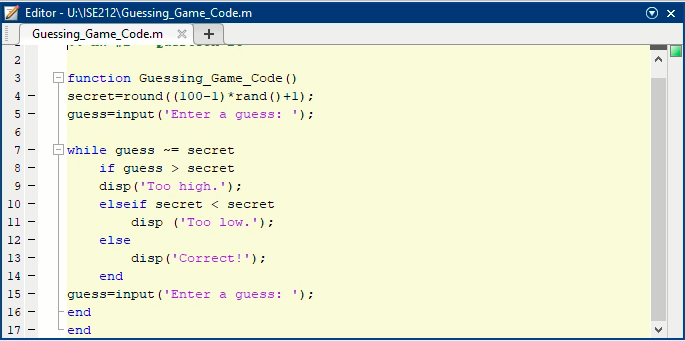 Complete the coding for the Guessing Game exercise. In addition, add lines
