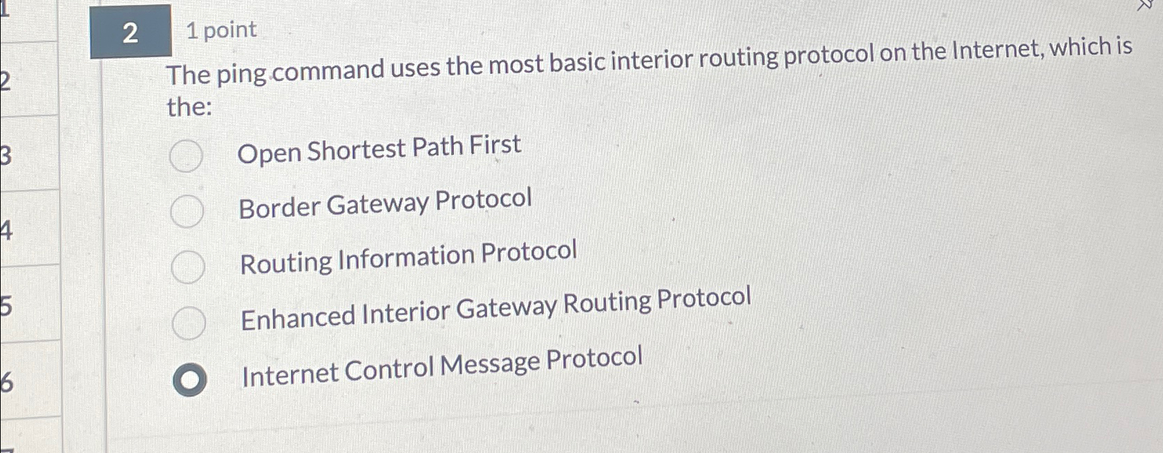  2 1 point The ping command uses the most basic interior