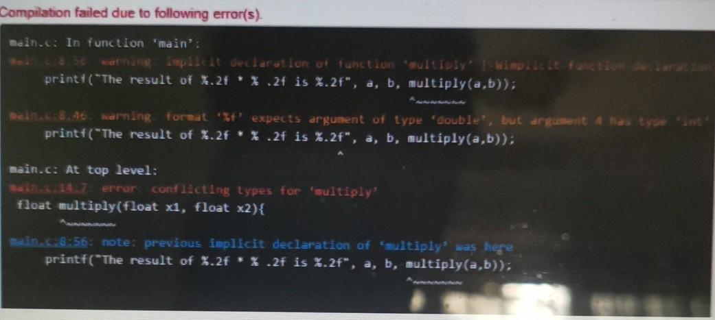 and x2 of type float and returns the result of x1 multiplied