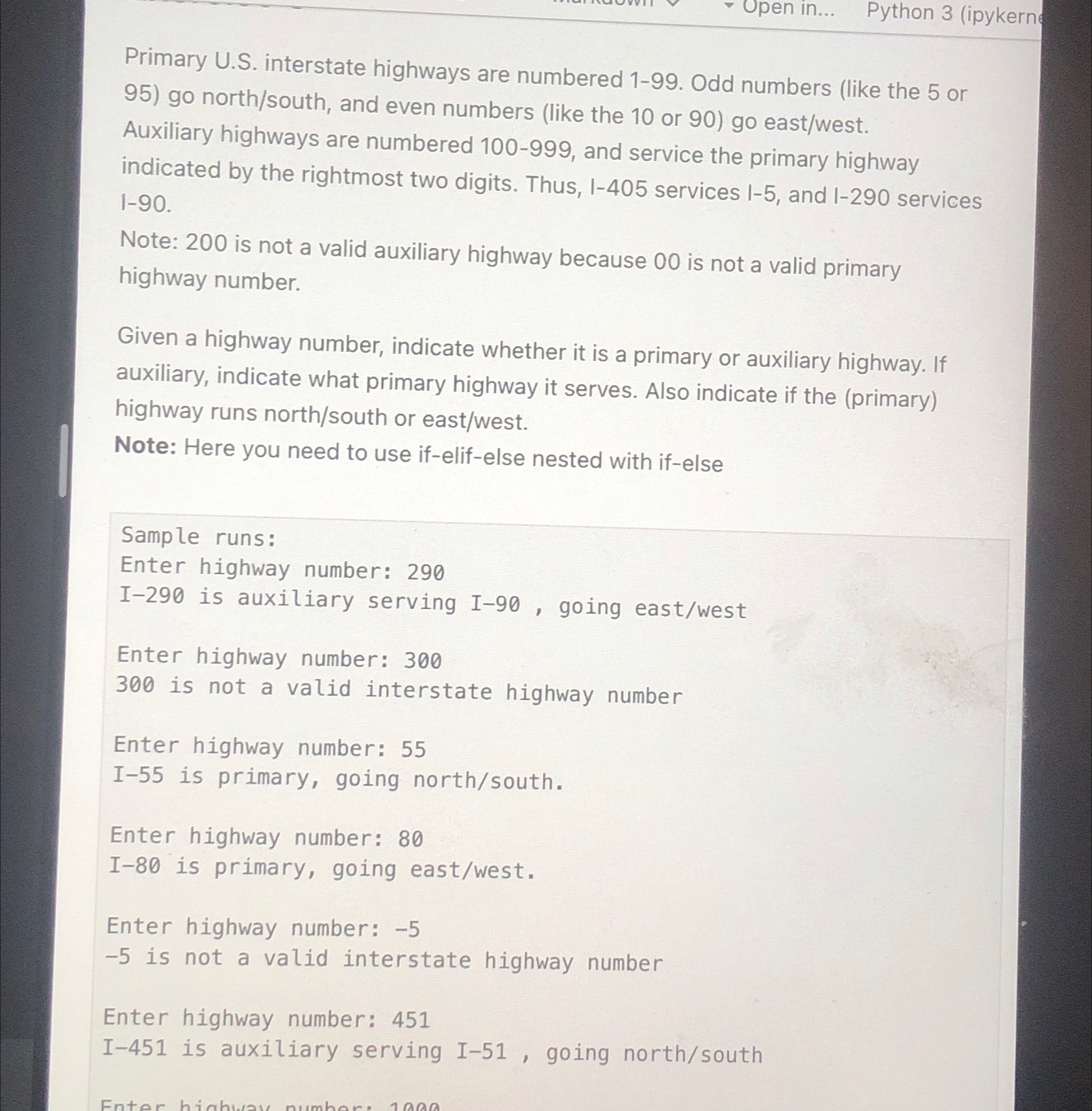  l need the code useing elif 